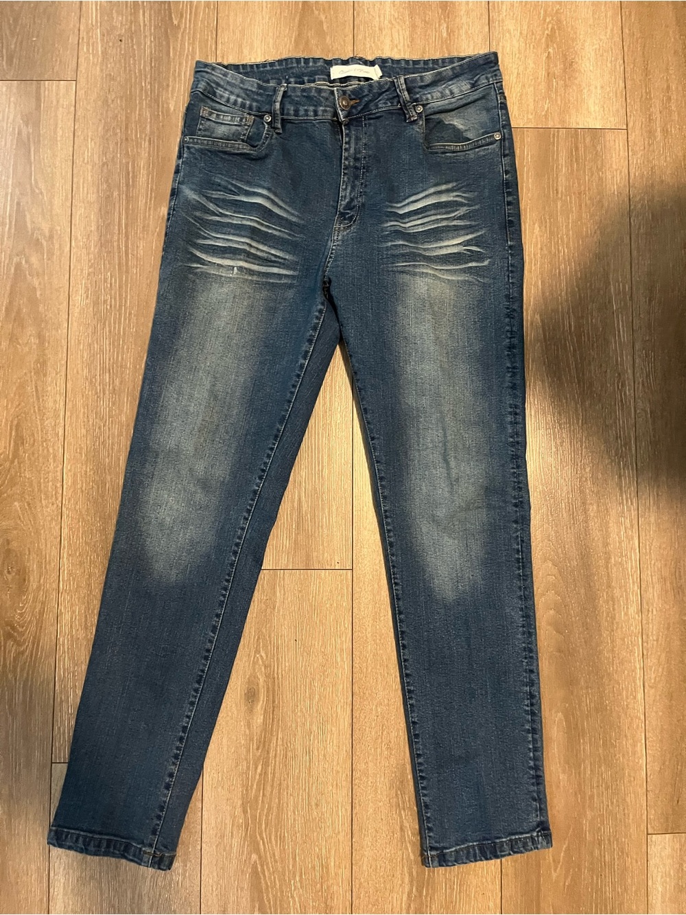 Stitches Men's Slim Distressed Dark Blue Jeans